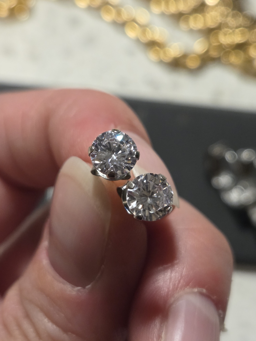 Classic Sterling Silver Crystal Stud Earrings - Elegant Sparkle